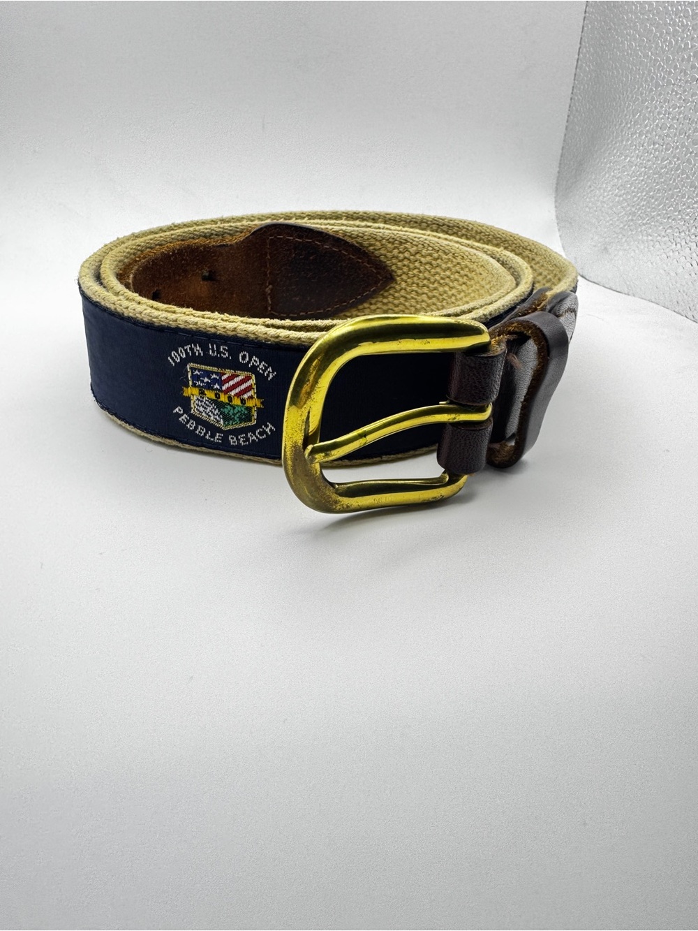 Vintage 2000 Pebble Beach 100th US Open Golf Belt Size L Tiger Woods Era Canvas